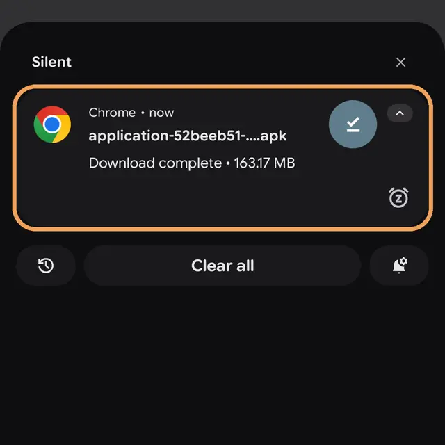 Download complete notification for the GrubLog file, circled